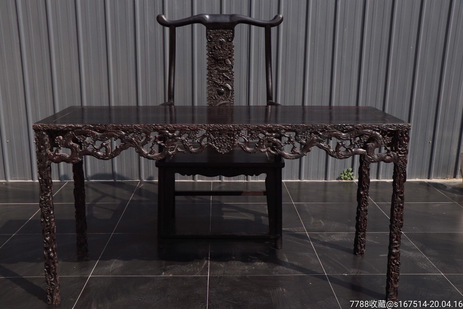 文房画案材质纯血檀木龙椅一套尺寸长160宽60高83厘米椅子尺寸高13