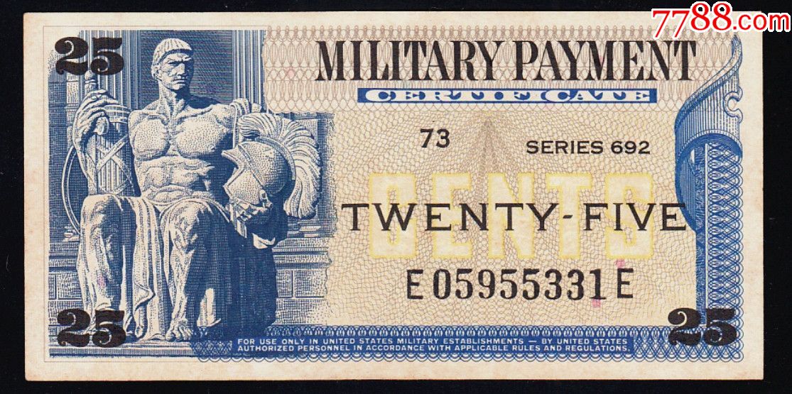 5品美国25分美分1970年p-m93美国军票usa美元692