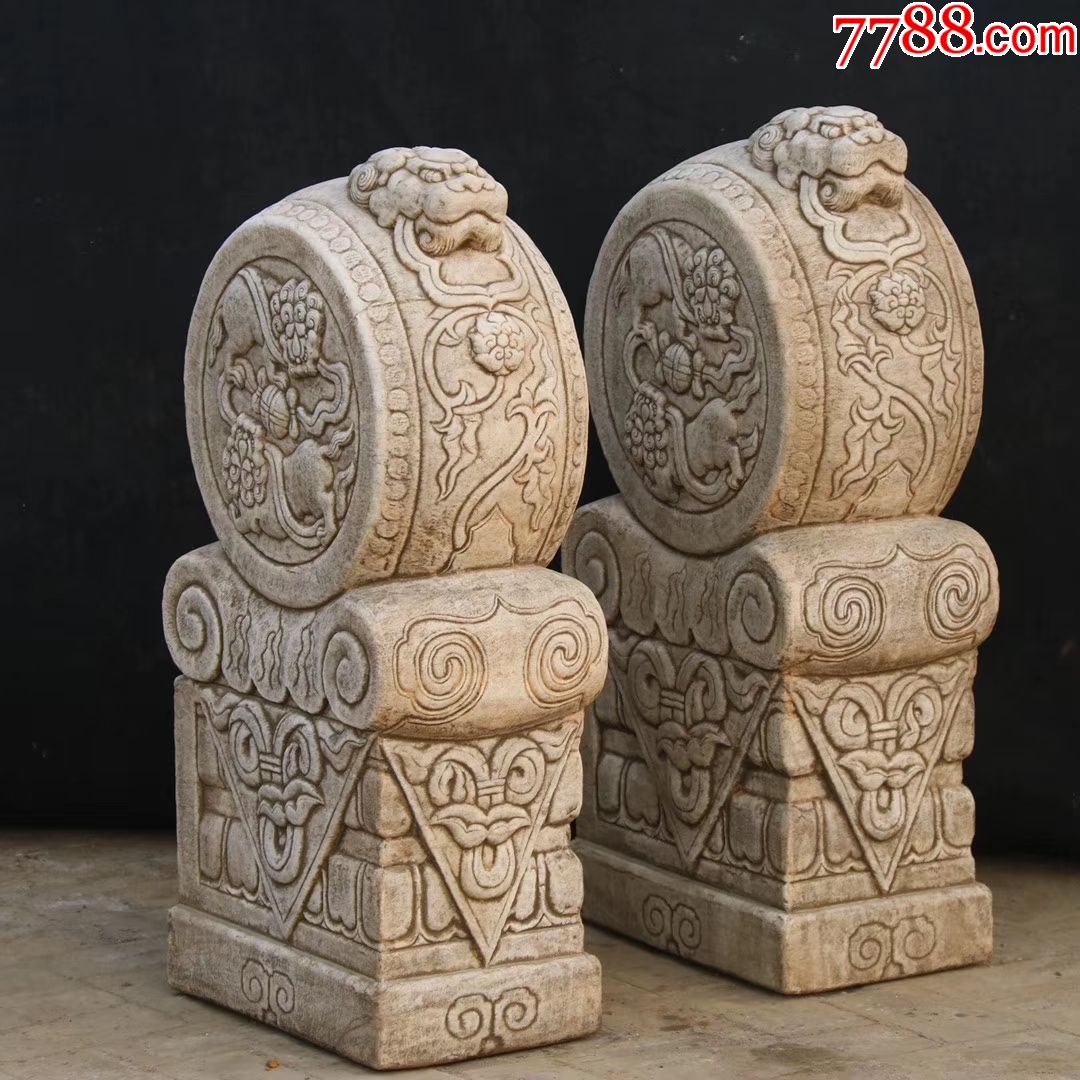 精美汉白玉抱鼓石门墩