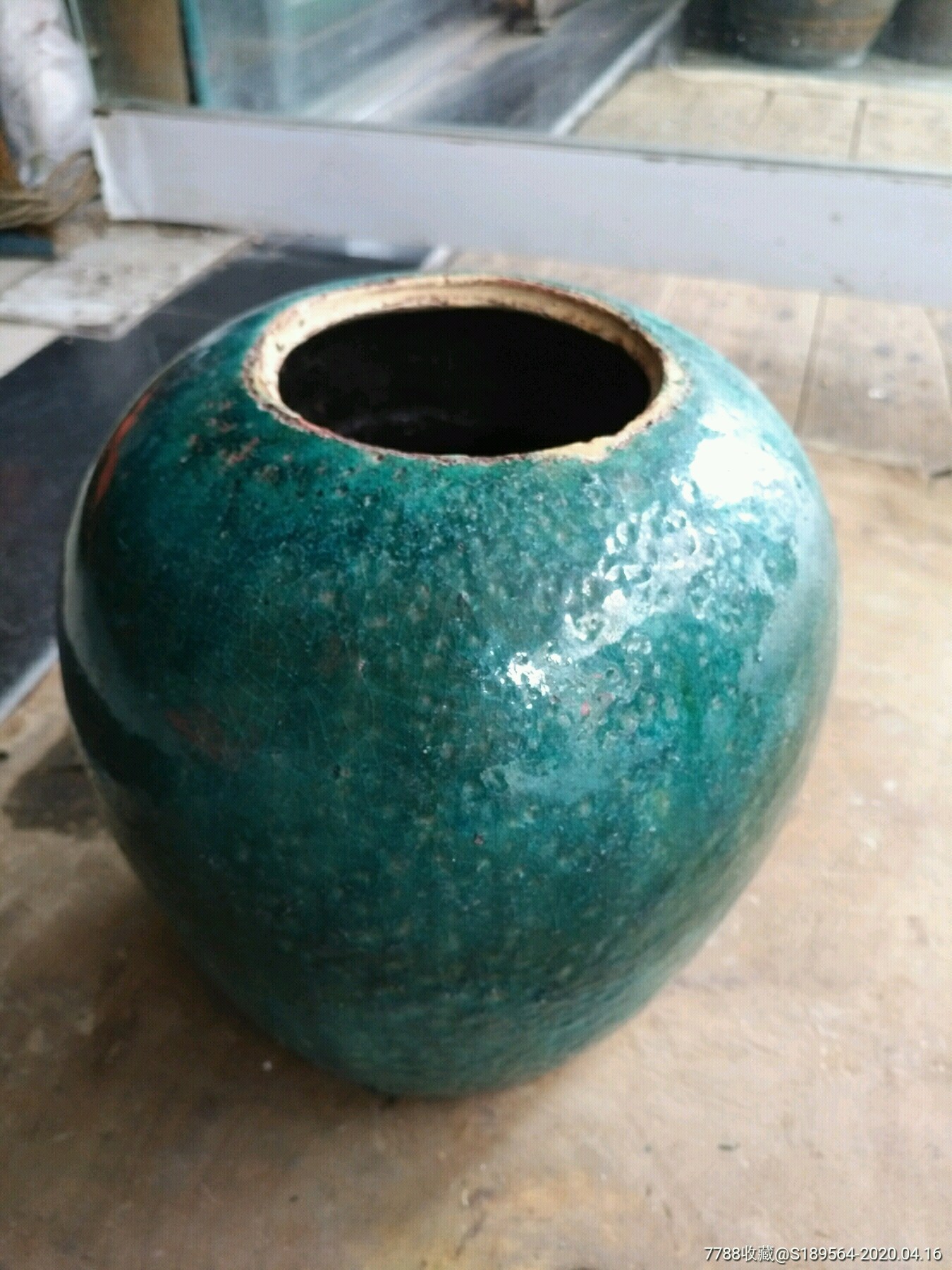 清代铜官窑绿釉冬瓜坛子