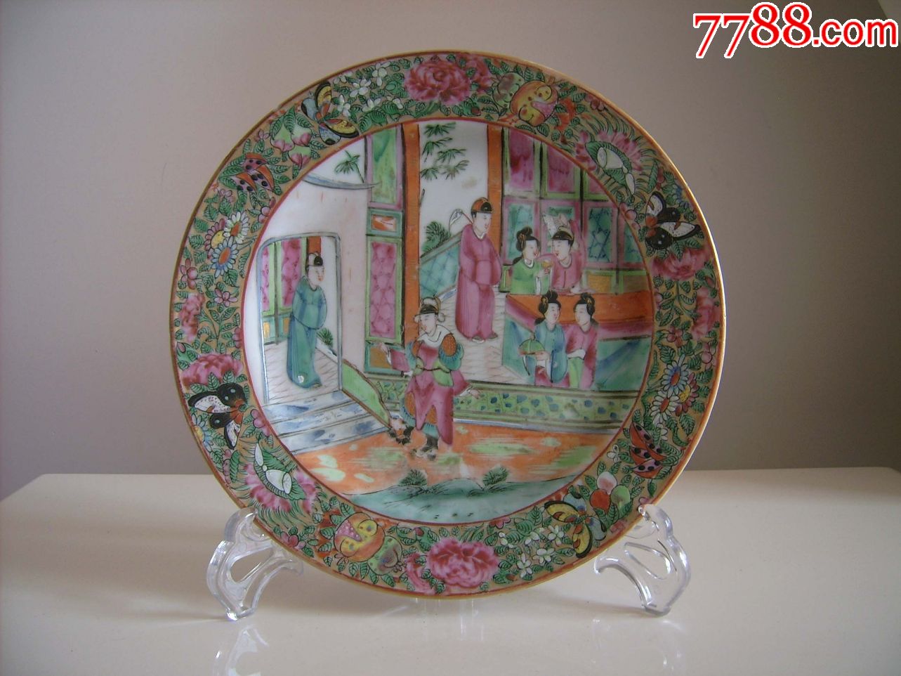 清中期晚期人物广彩盘_景泰蓝/珐琅_收藏价格_鉴定交易_7788瓷器网