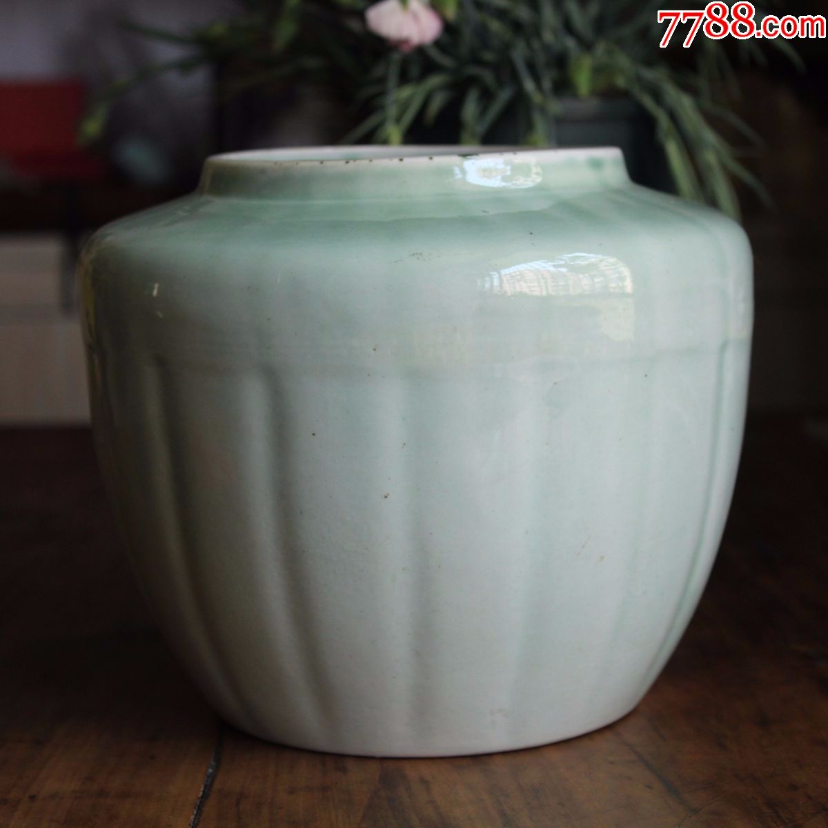 包真文革瓜棱青瓷罐全品567老瓷器单色釉景德镇青釉老瓷器包老