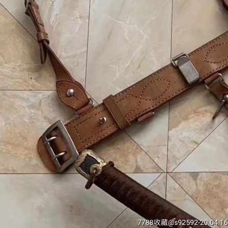 二战原品收藏海97式腰带(本锻)牛皮材质