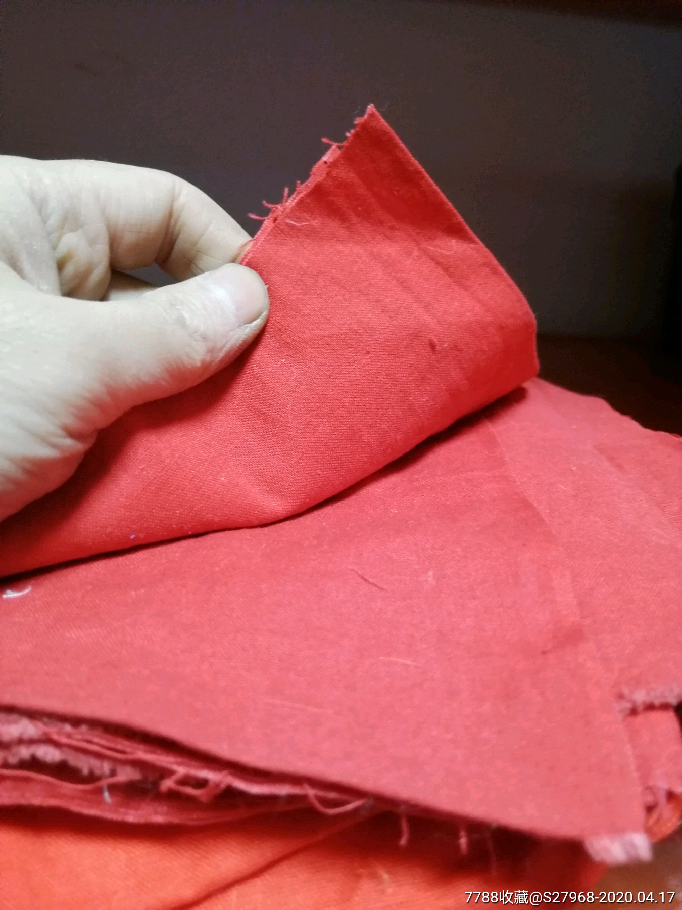 全新未用老布料平纹红布4块