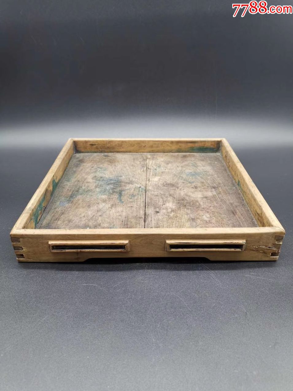 清代黄杨框红木面板四方茶盘