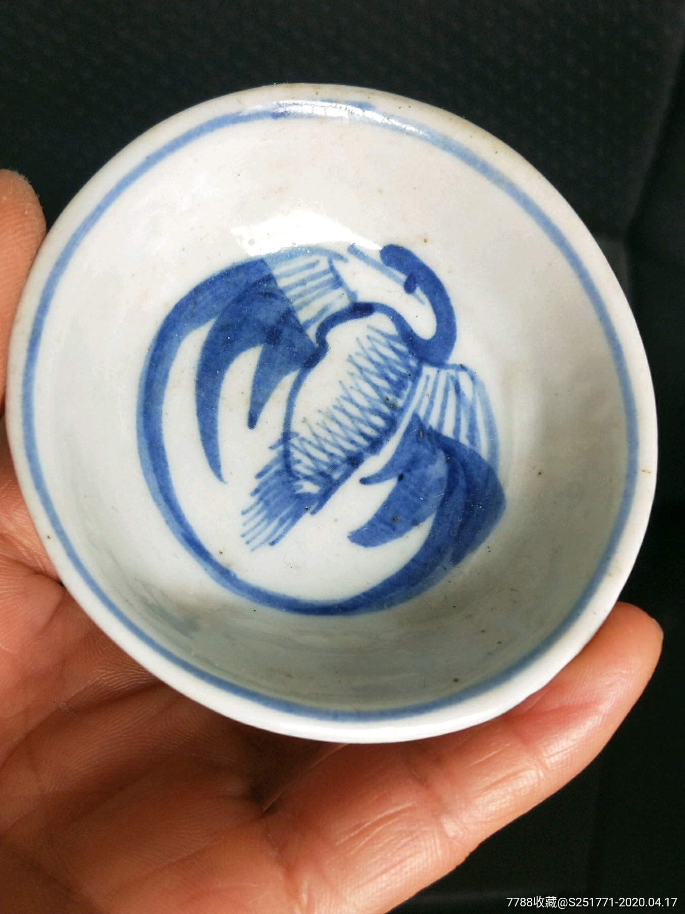 清晚期团鹤纹小碗