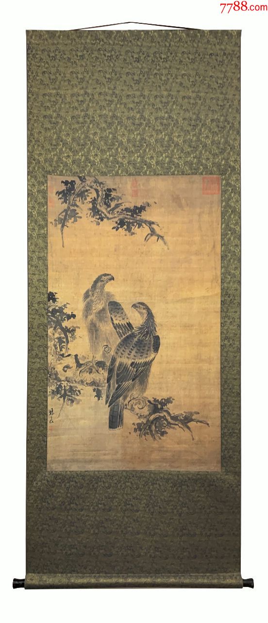 林良双鹰图荣宝斋水印木刻版画