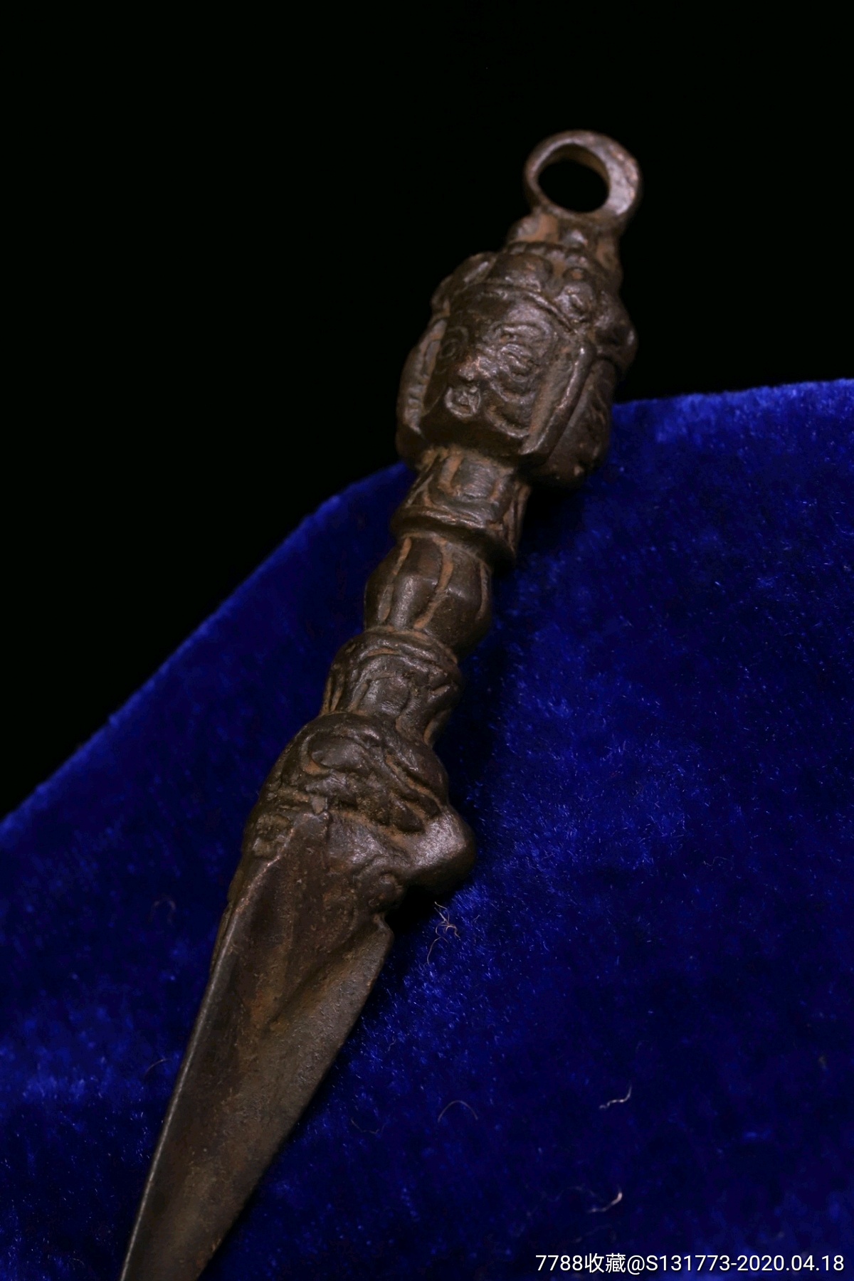 金刚杵法器铜胎纯手工敲打錾刻老法器高10㎝宽1.