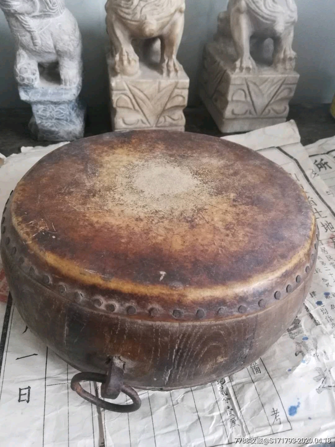 清代,说书用的,牛皮鼓