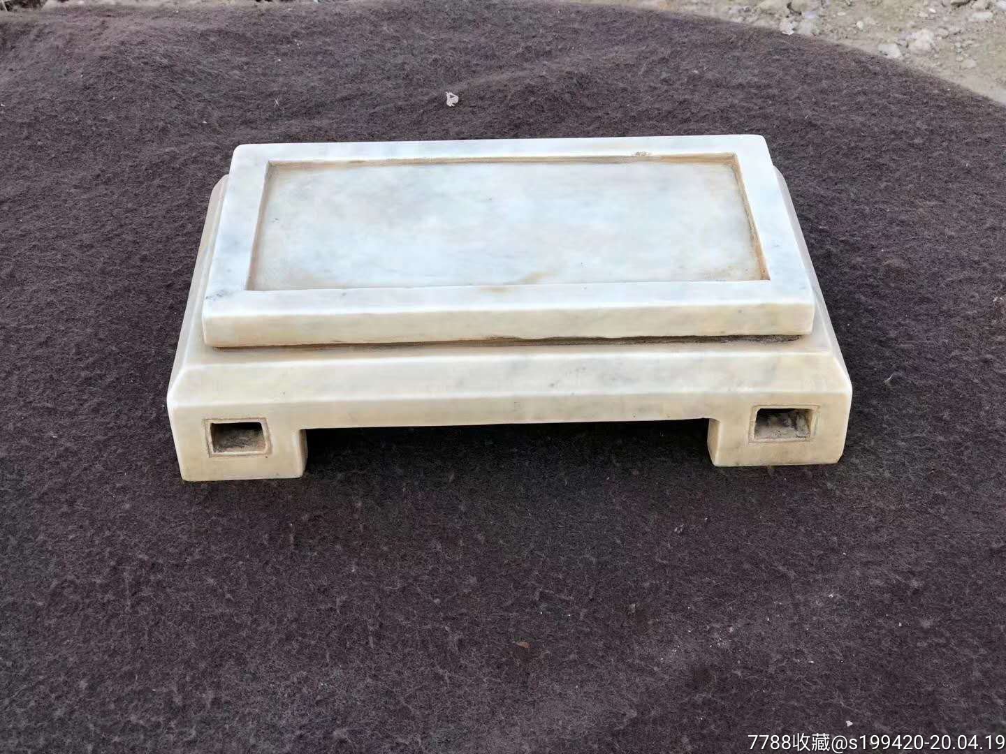 经典小茶台汉白玉石材质造型独特美观实用长37宽23高10