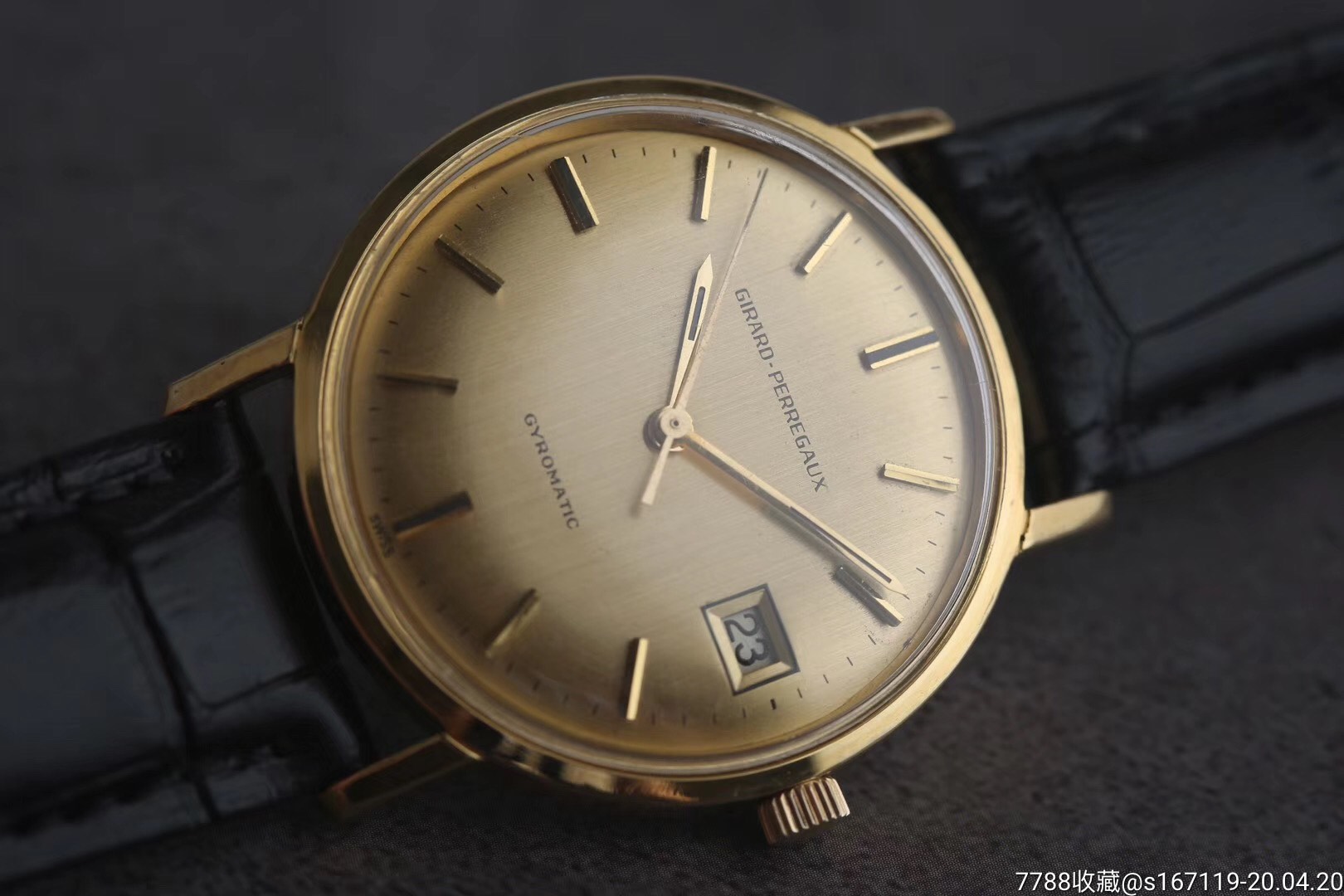 十大名表芝柏gp古董表经典钉条刻度大三针慢调日历17钻自动专机表径34
