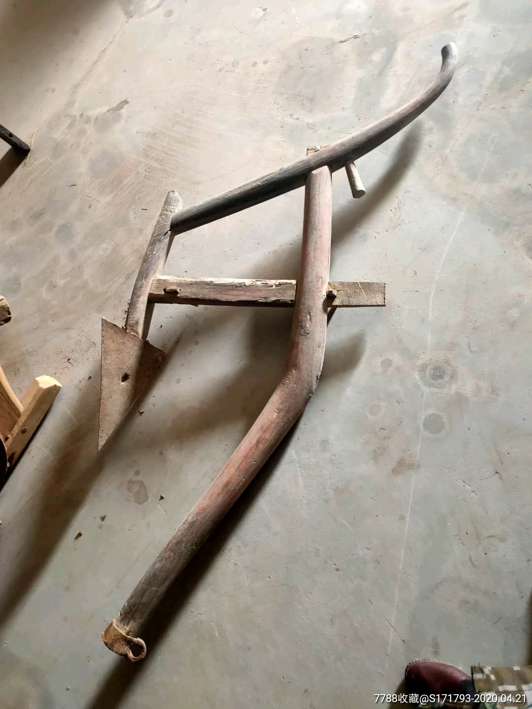 民俗老物件,木犁,种水稻用的木犁