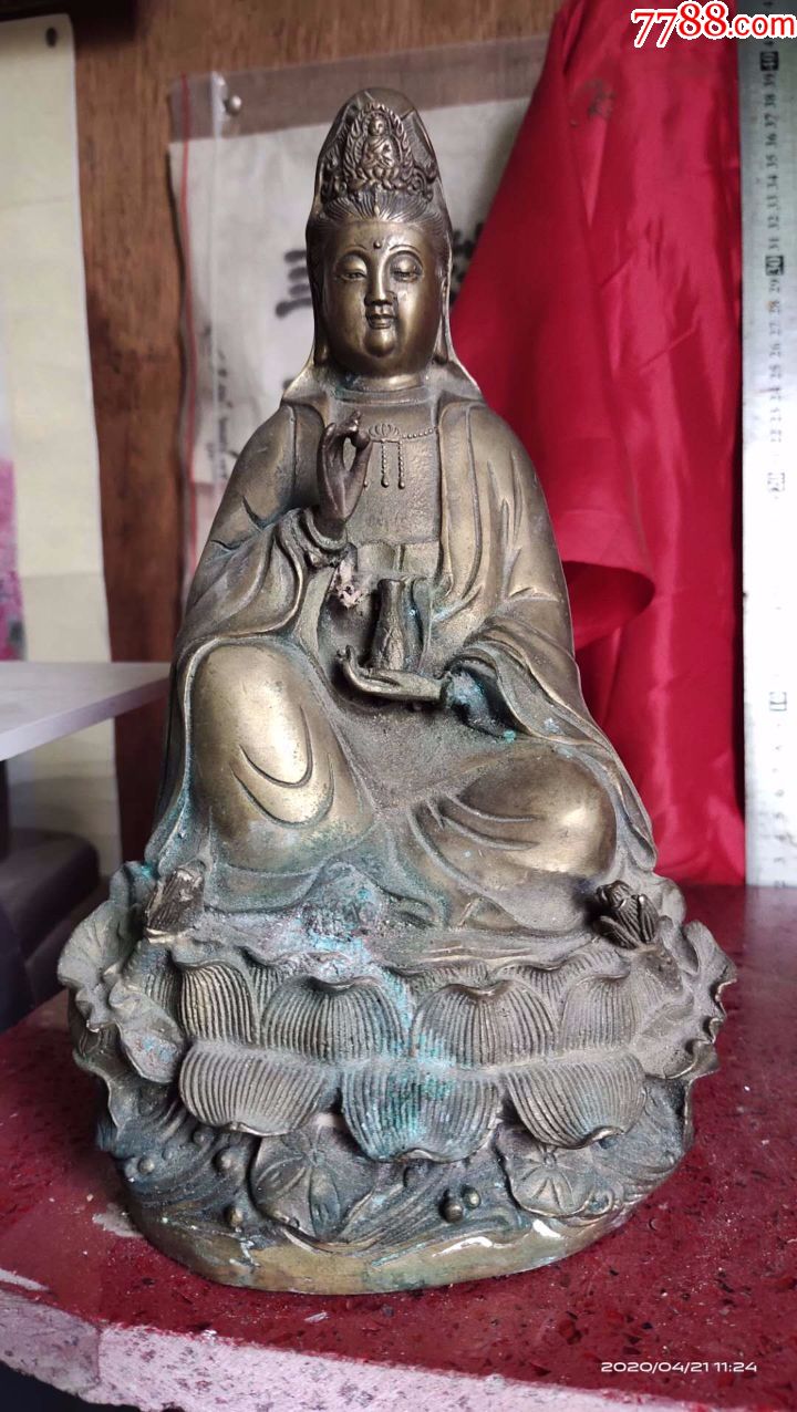 特价,46斤,旧铜观音神像菩萨佛像,古玩摆件,约八*十年代