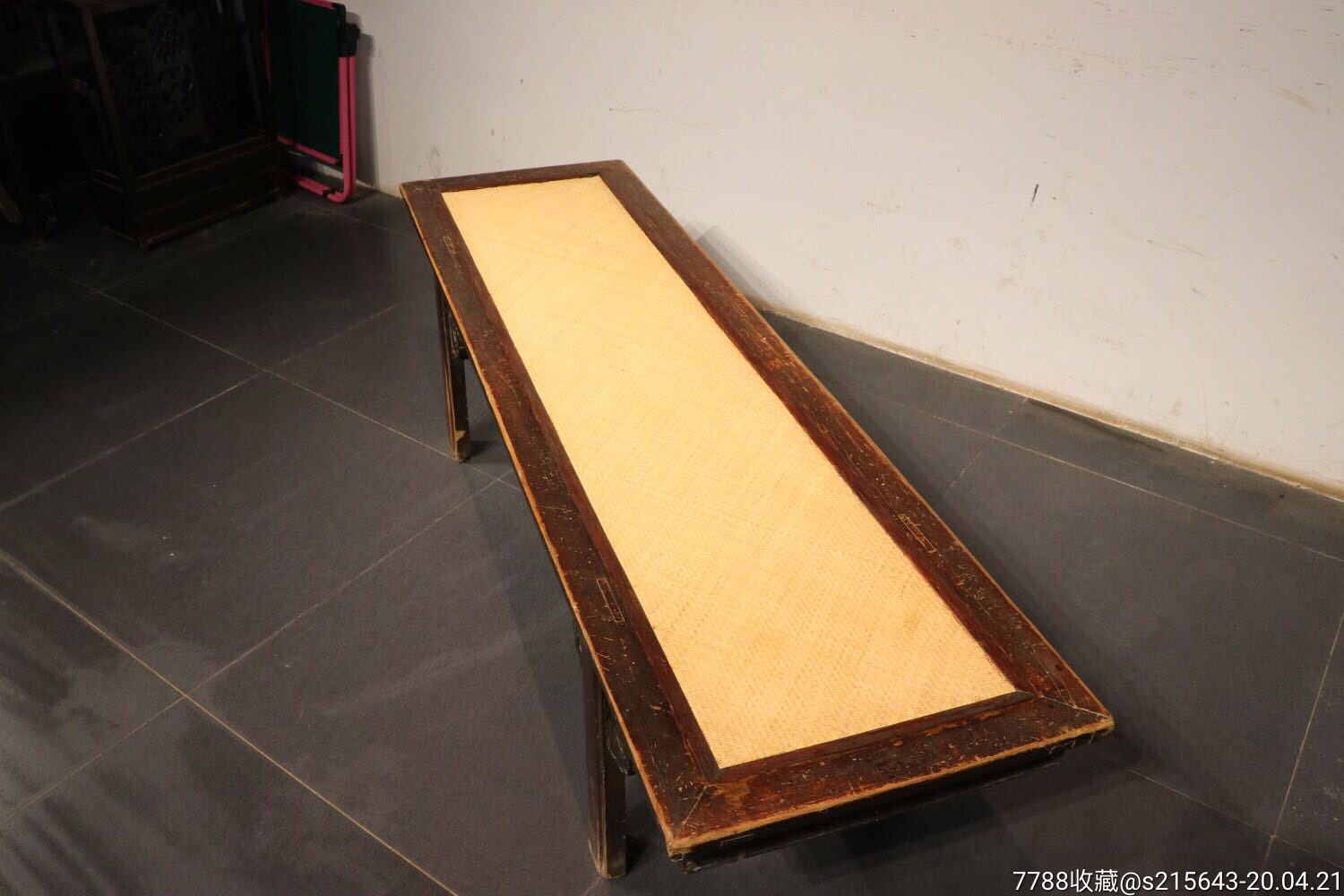 清代,云纹小凉榻.长186,宽53,高50.榆木