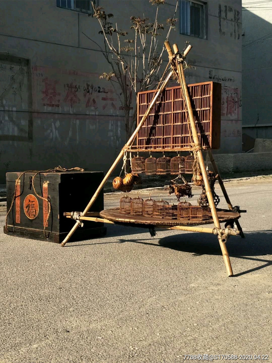 民俗精品卖蛐蛐,斗蛐蛐,捕蛐蛐的老挑子一套,斗蛐蛐用的工具手柄