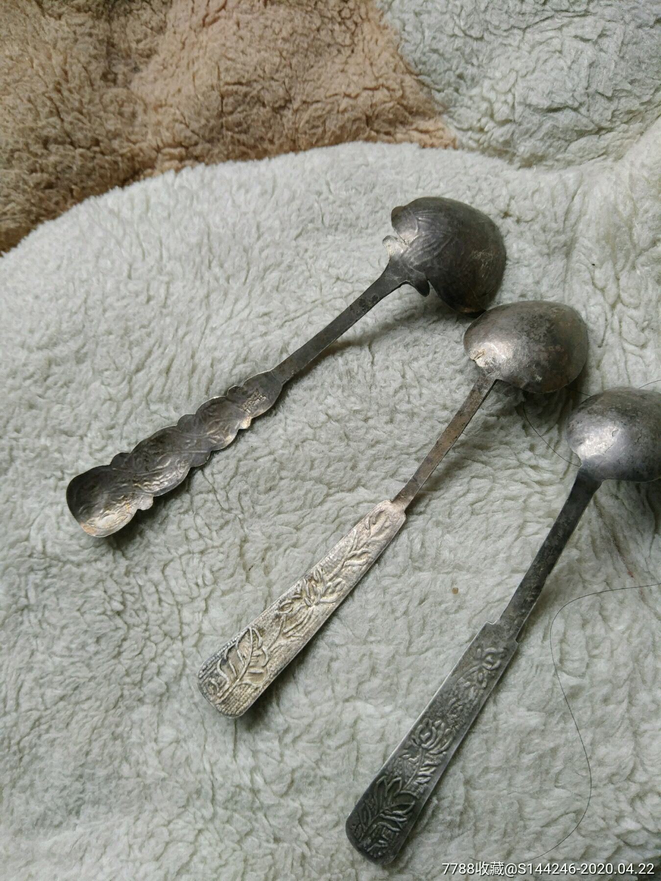 清代银香勺三个