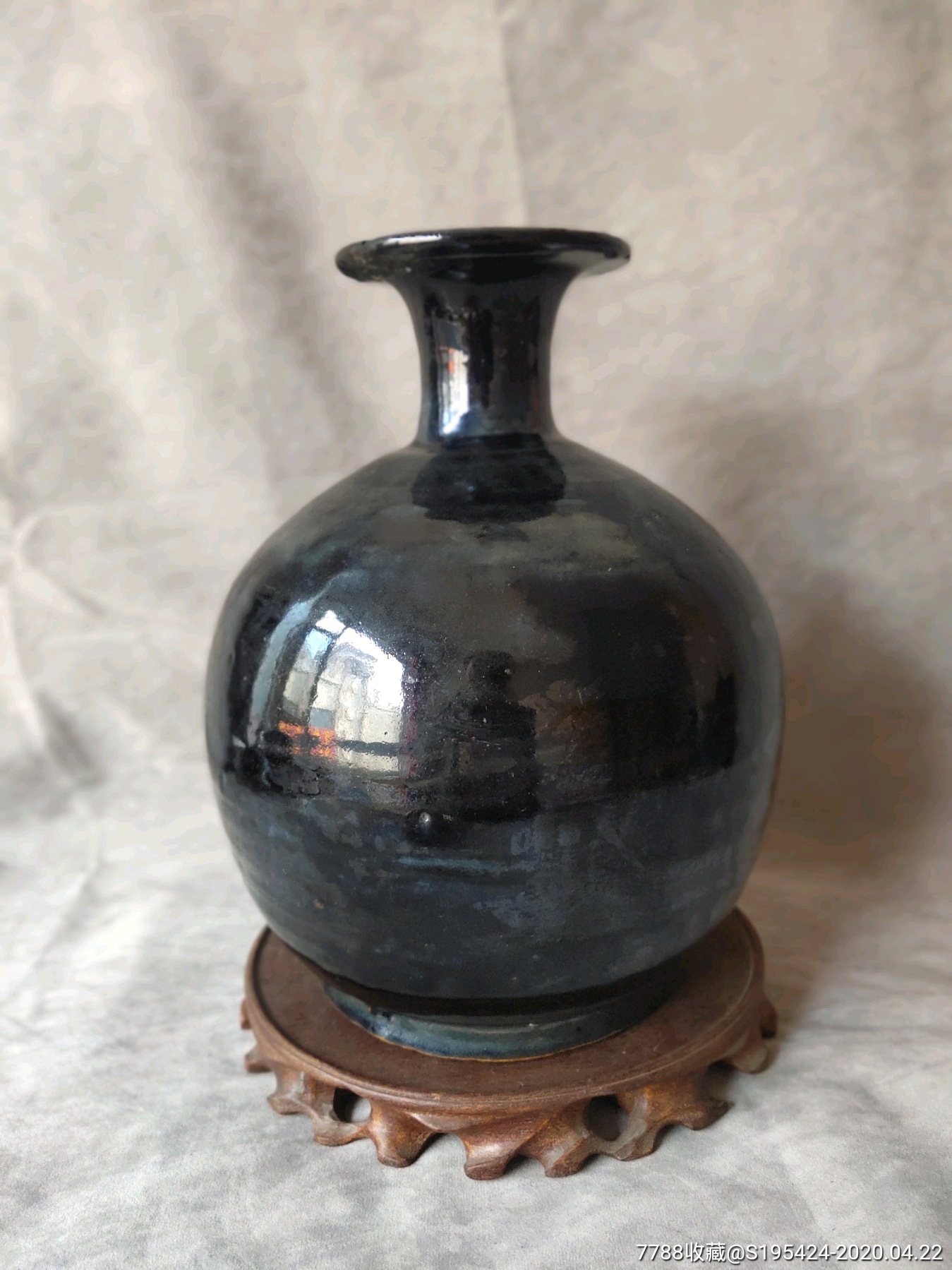 明代磁州系介休窑黑釉玉壶瓶