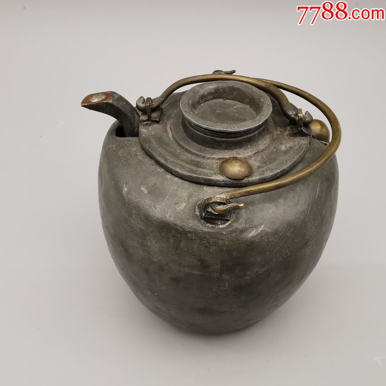 清代带款白锡壶温酒器套壶锡酒壶李永泰造款古玩老锡器锡制品