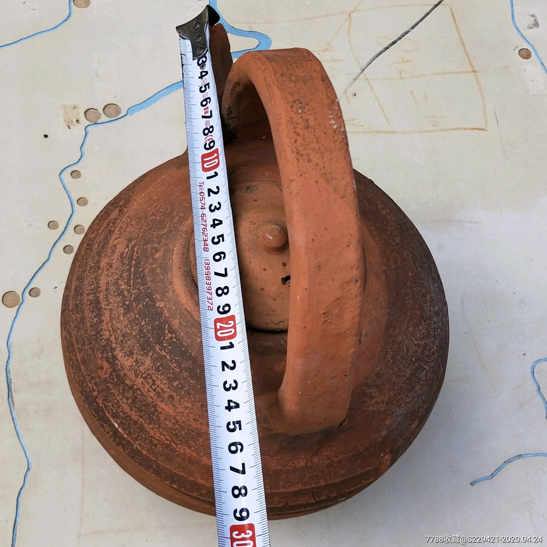 民国茶壶手工纹理红陶土提梁壶