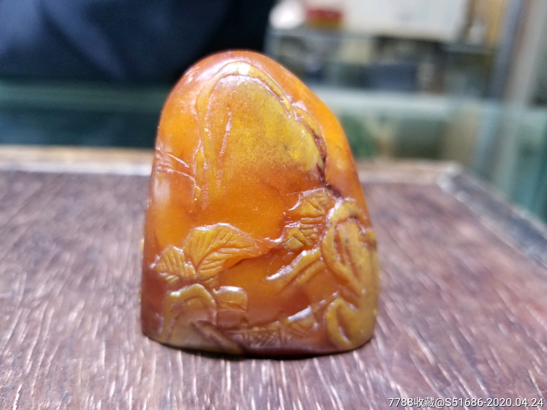 寿山石鹿目格浅浮雕印章料