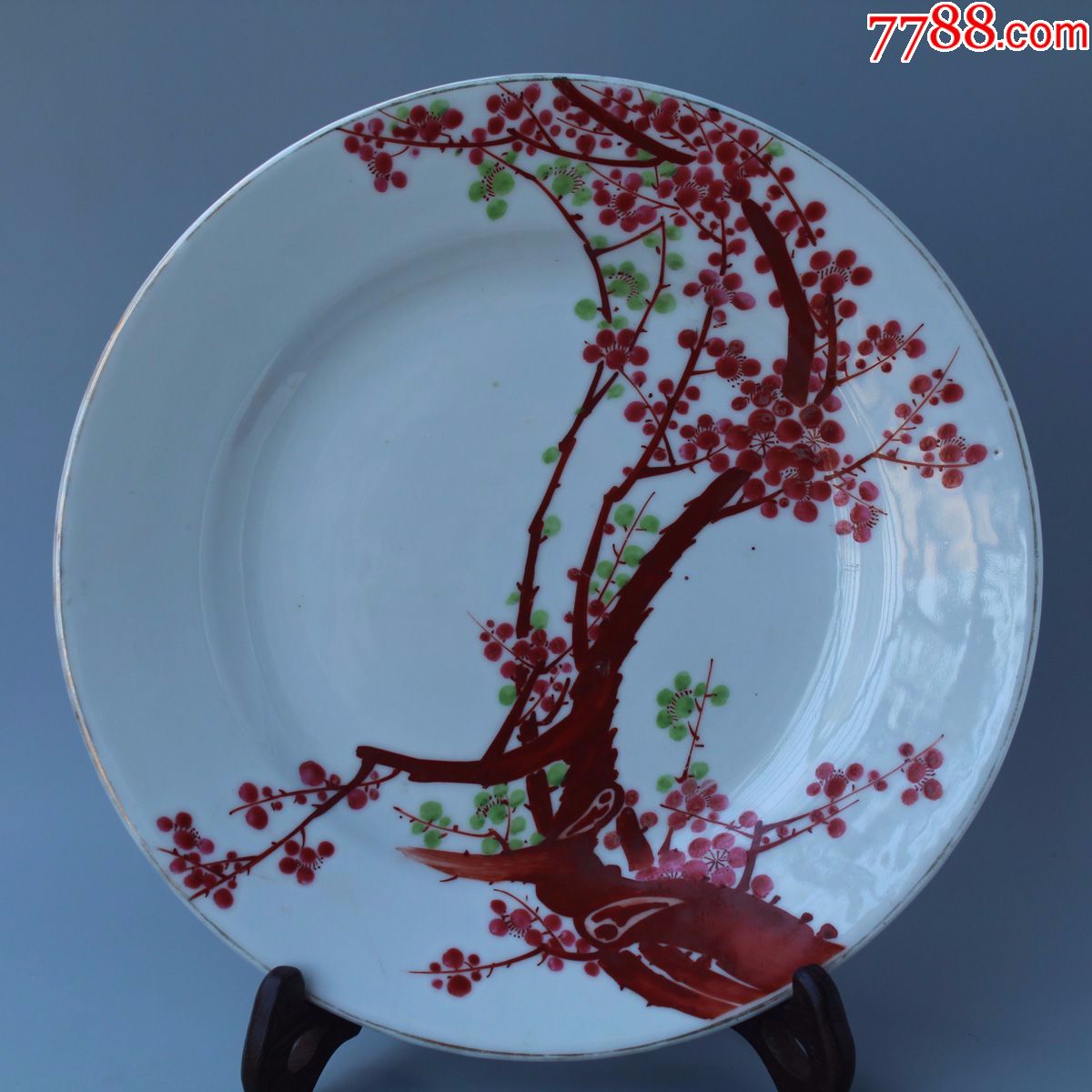 保真民国粉彩瓷器全品梅花盘枝干梅大盘梅开五福盘景德镇丽华瓷业公司