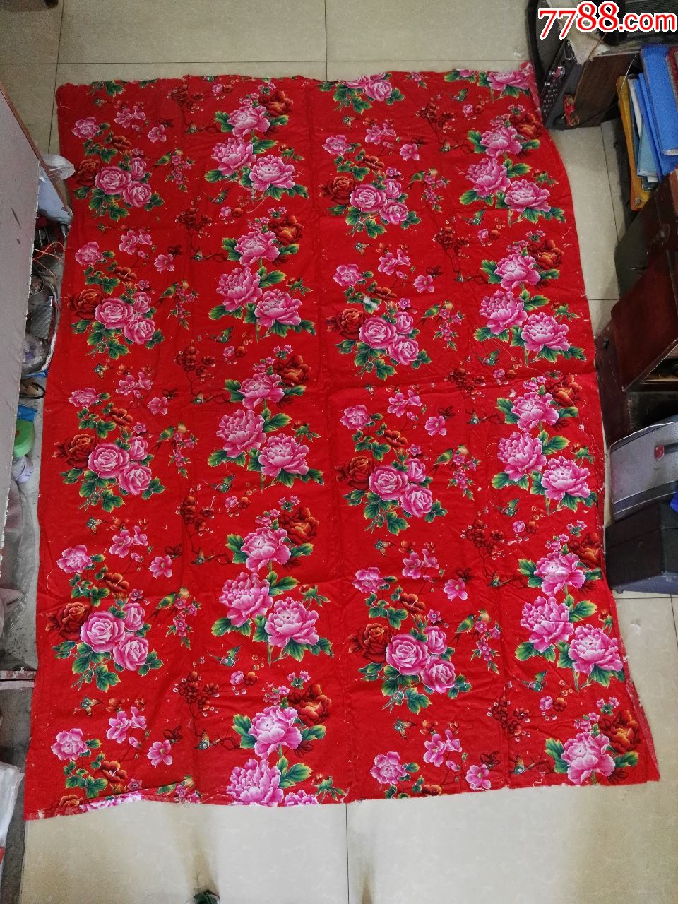 文革牡丹蝴蝶床单