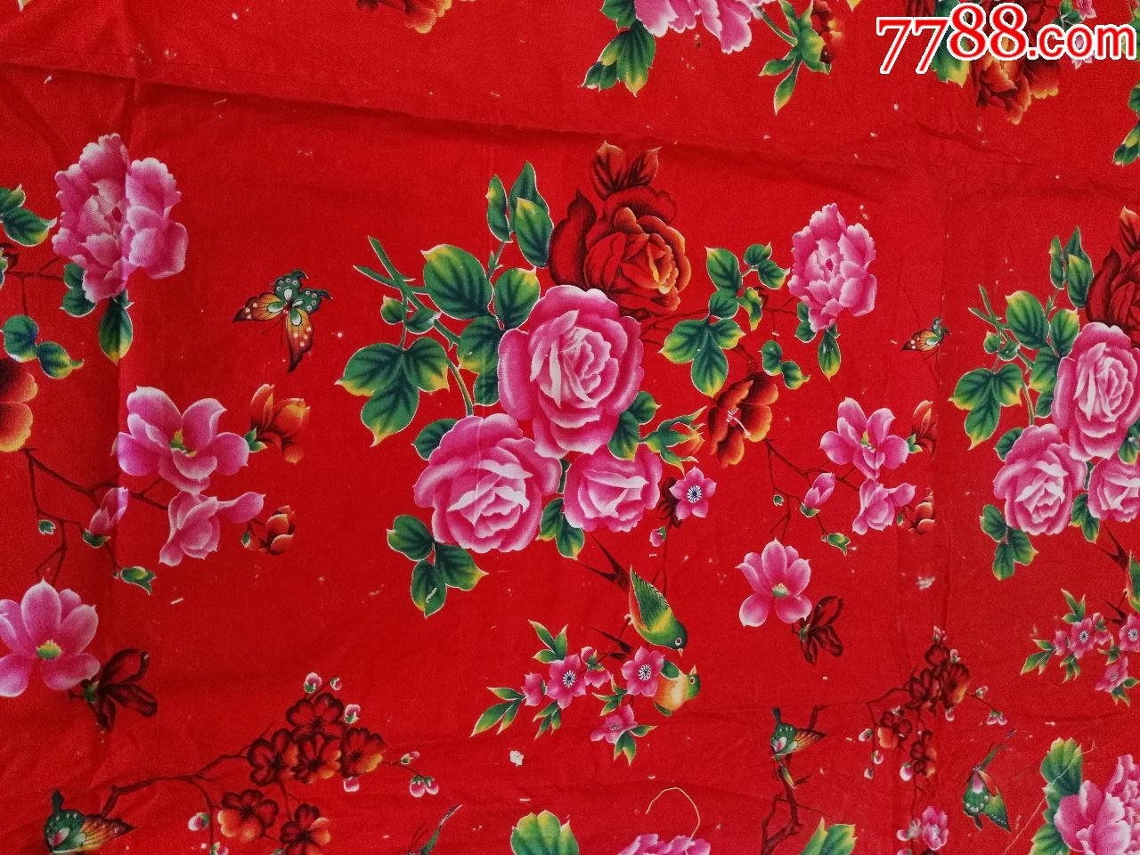 文革牡丹蝴蝶床单