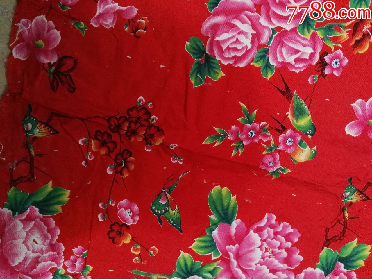 文革牡丹蝴蝶床单
