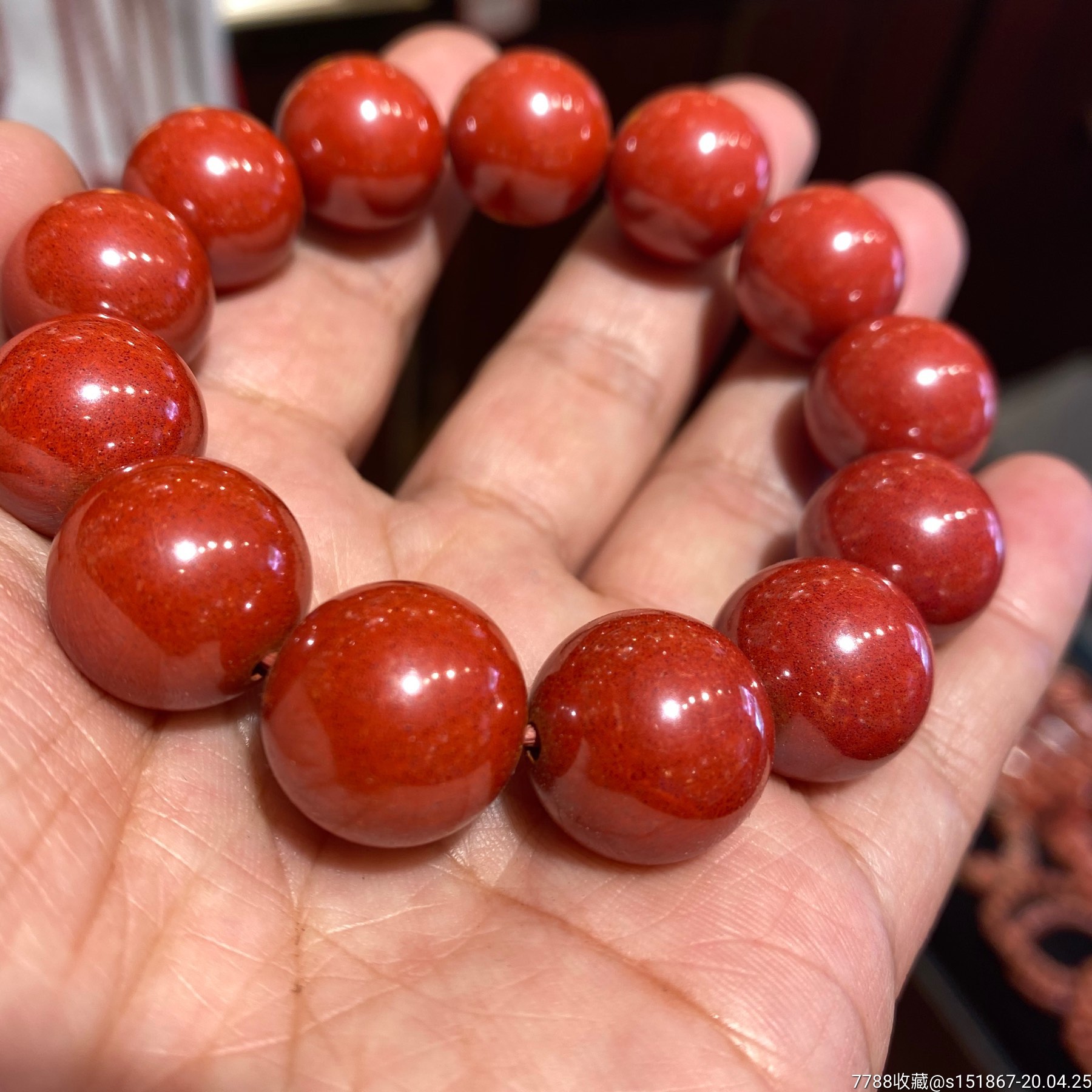 帝王朱砂手串,重133克