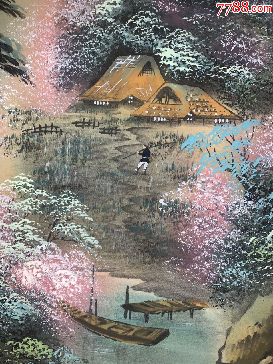 玉泉春山日本回流字画书房中堂民清茶室挂轴真迹肉笔书法画收藏