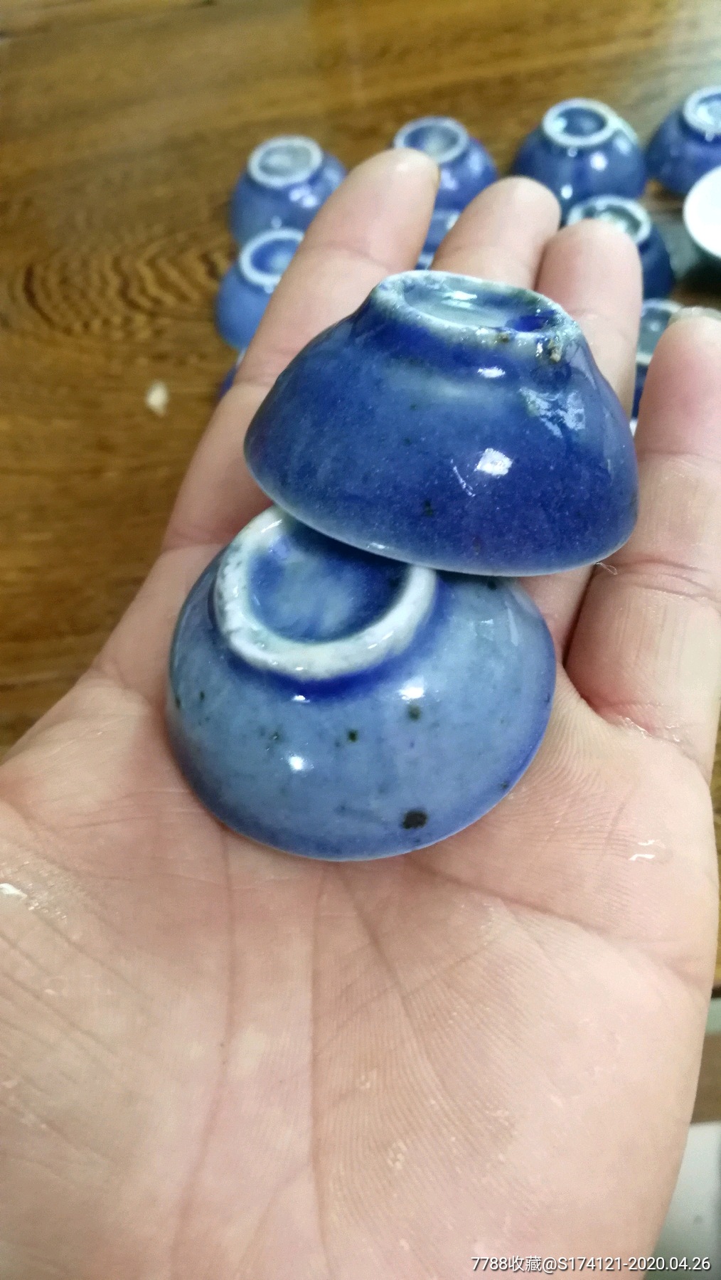 德化窑清代祭蓝釉小酒杯老茶杯小杯子蓝釉杯包老