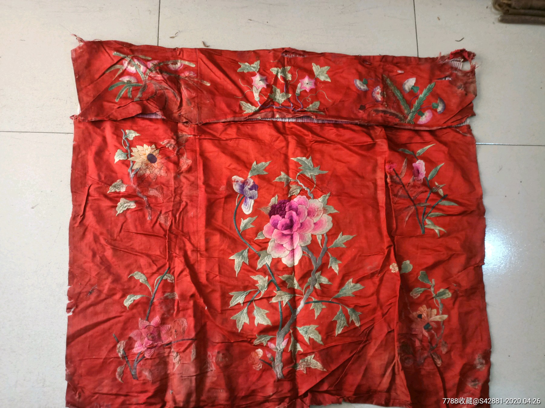 晚清民国刺绣桌围.88/75