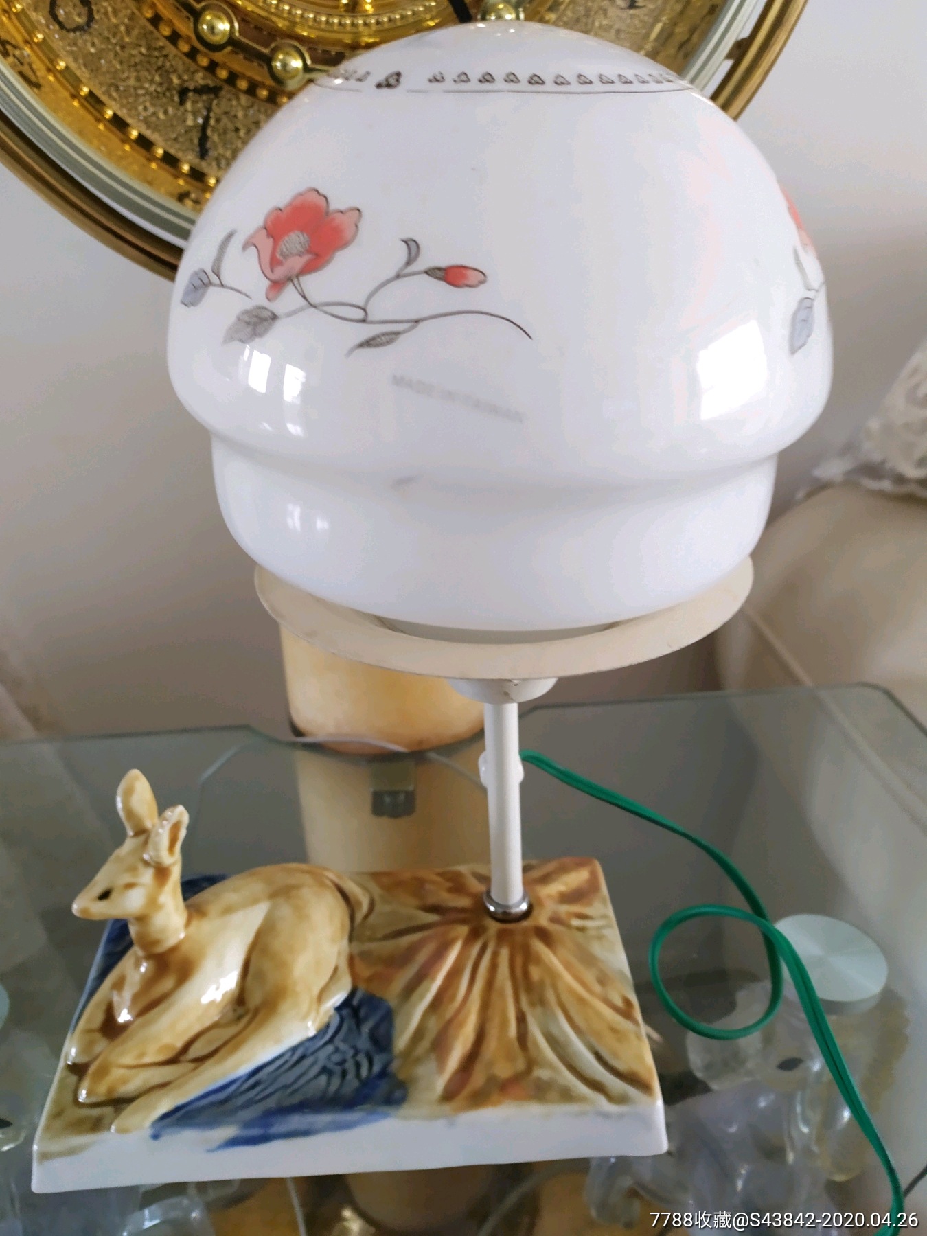 少见五十年代瓷梅花鹿台灯