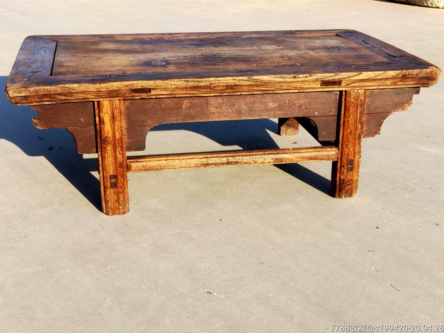 清代榆木素雅茶桌炕桌.皮壳一流,包老.880元不议价不包邮