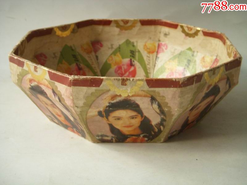 建国初80年代手工纸糊八棱笸箩民俗真品老货