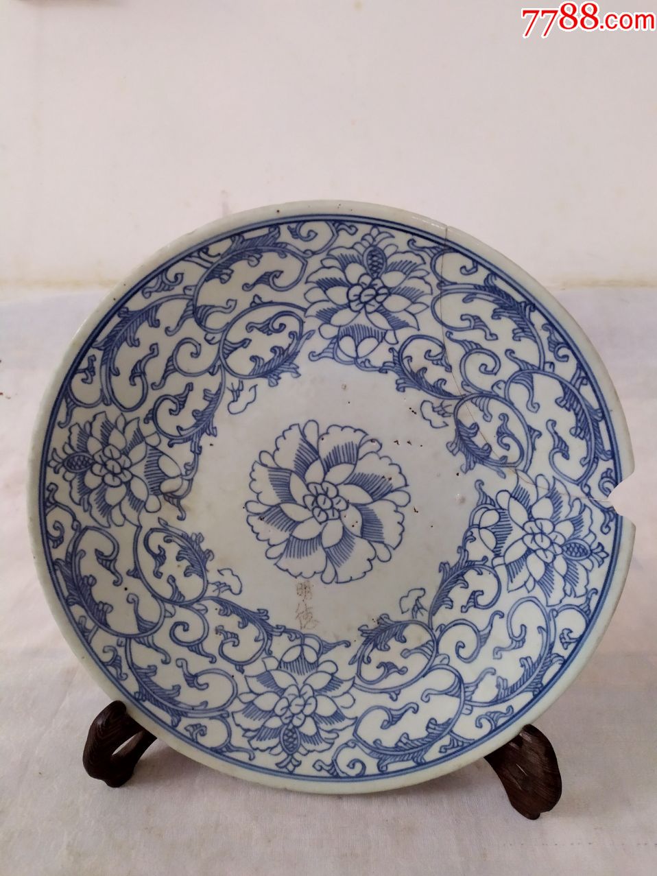 5692清嘉庆细路蝶恋花青花大盘-青花瓷-7788收藏__收藏热线