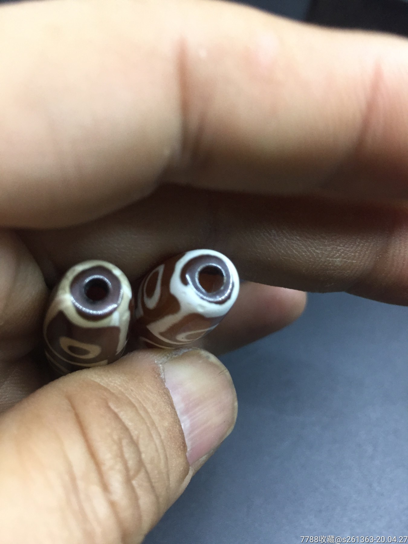 琉璃九眼天珠一对