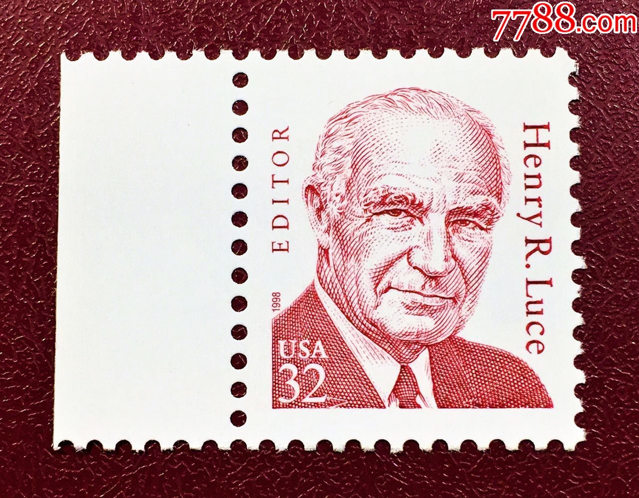 美国1998年发行美国著名编辑亨利·r·卢斯带边纸(原胶全品)