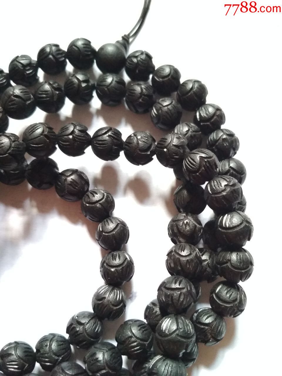 加里曼丹水沉108莲花佛珠手串1cm_沉香木手串_旧书收