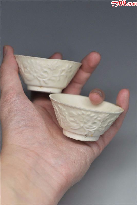德化窑小杯子茶道茶杯瓷器杂项摆件古董白瓷对儿杯茶具