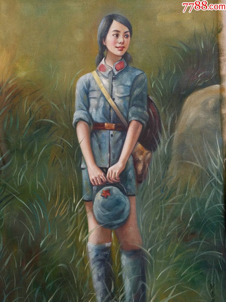 民间收来女兵油画特价