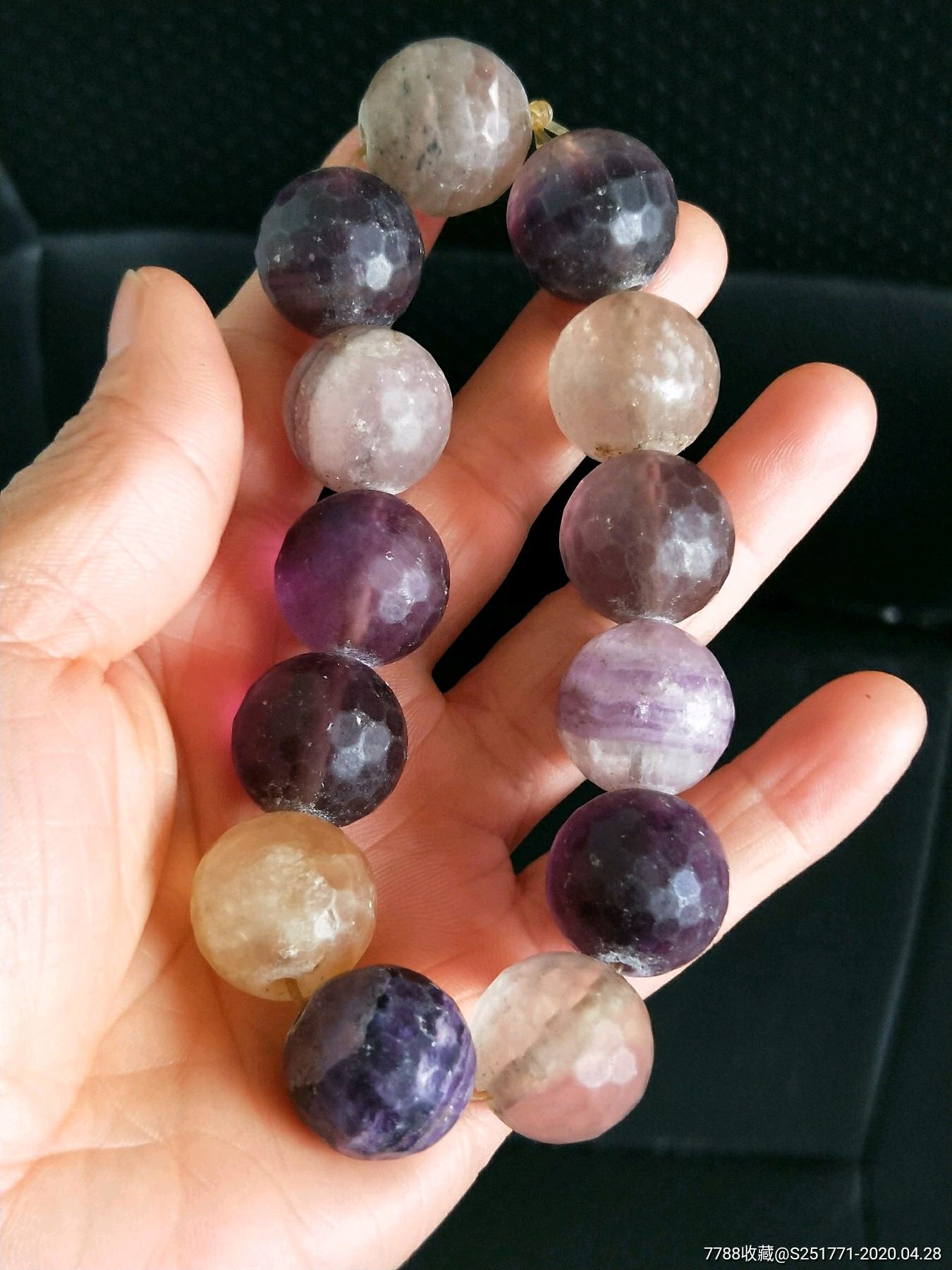 清代多棱紫水晶珠串