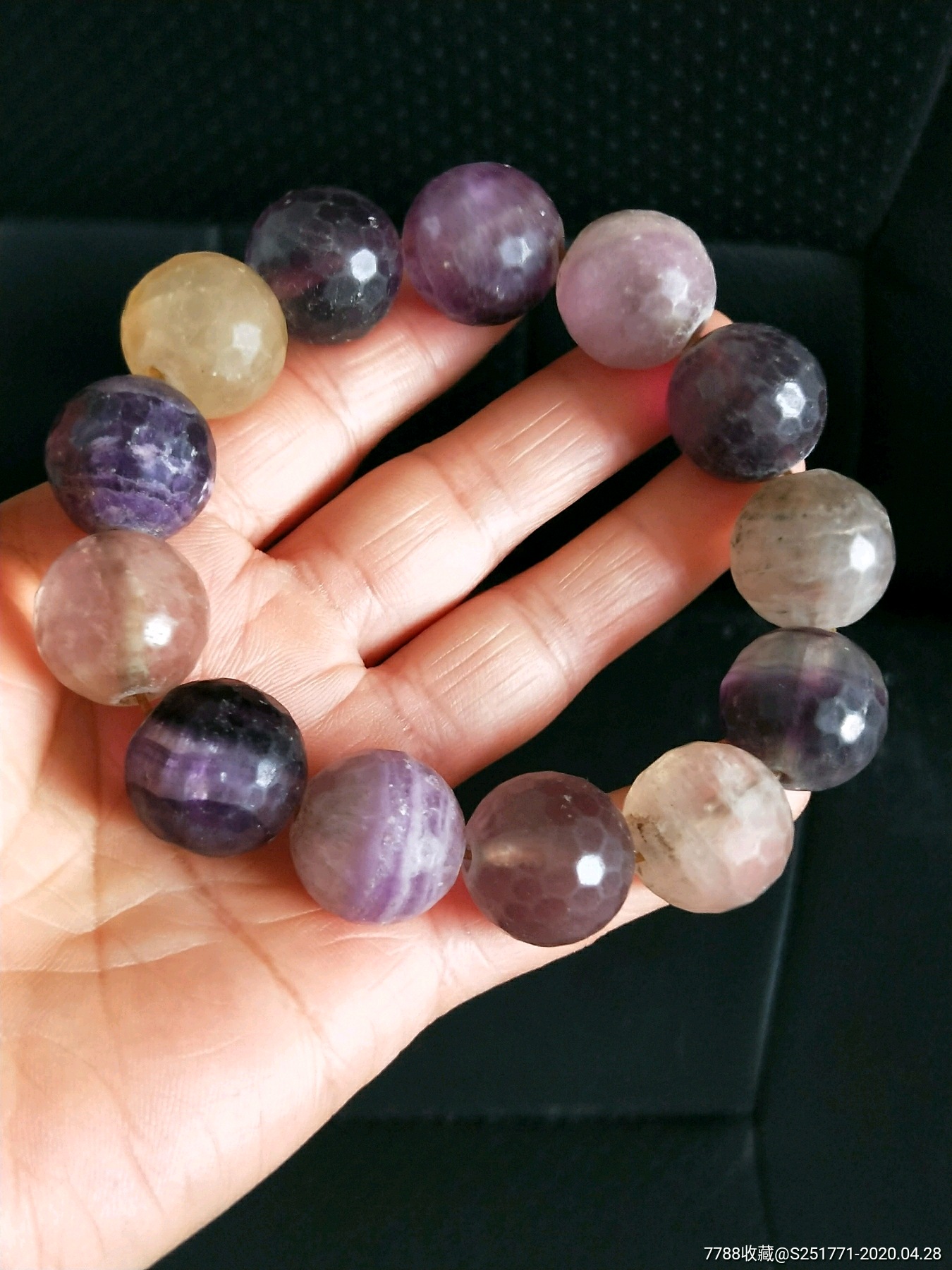 清代多棱紫水晶珠串