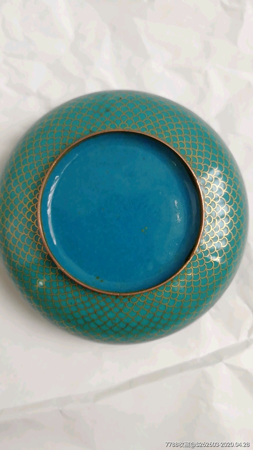 清末镏金景泰蓝云纹笔洗