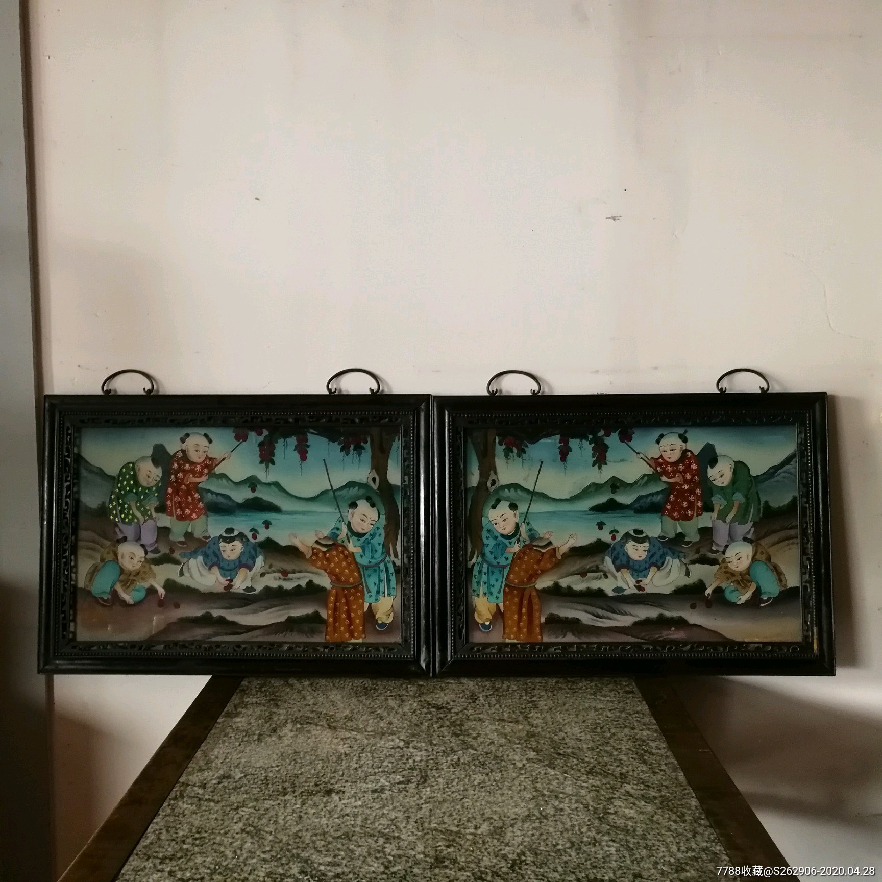 清代早生贵子图玻璃画_价格4500元【译心堂】_第1张_7788收藏__收藏