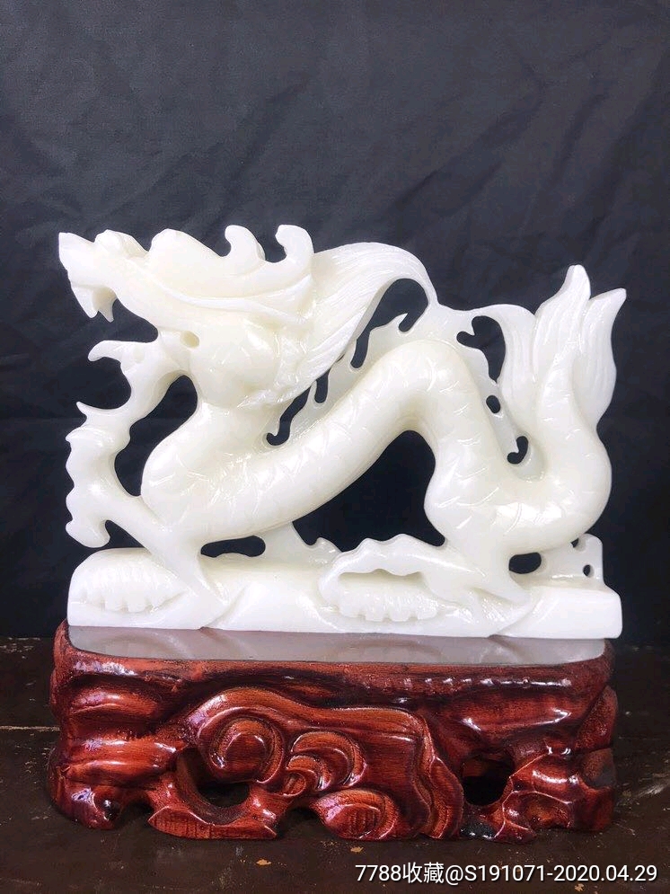 和田玉玉龙摆件白玉龙摆件