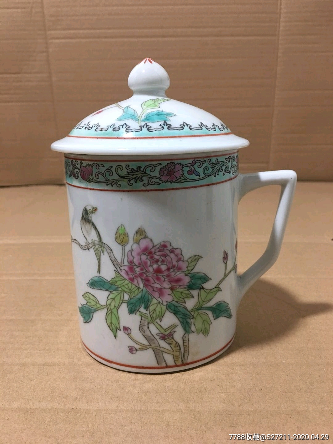 景德镇老厂货瓷器/手绘花鸟图茶杯