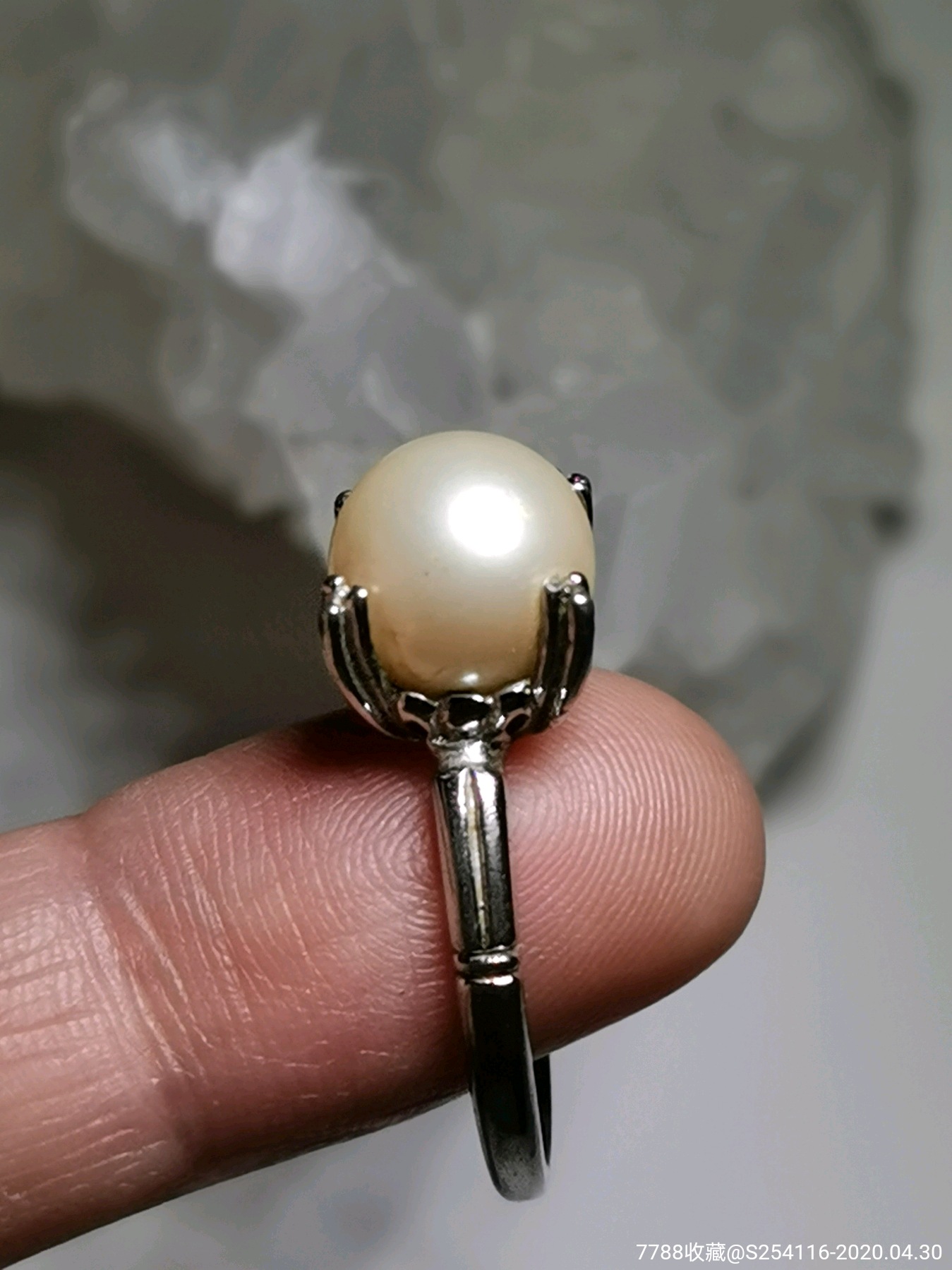 日本精制纯银925戒指天然珍珠镶嵌195号重39克珍珠10mm