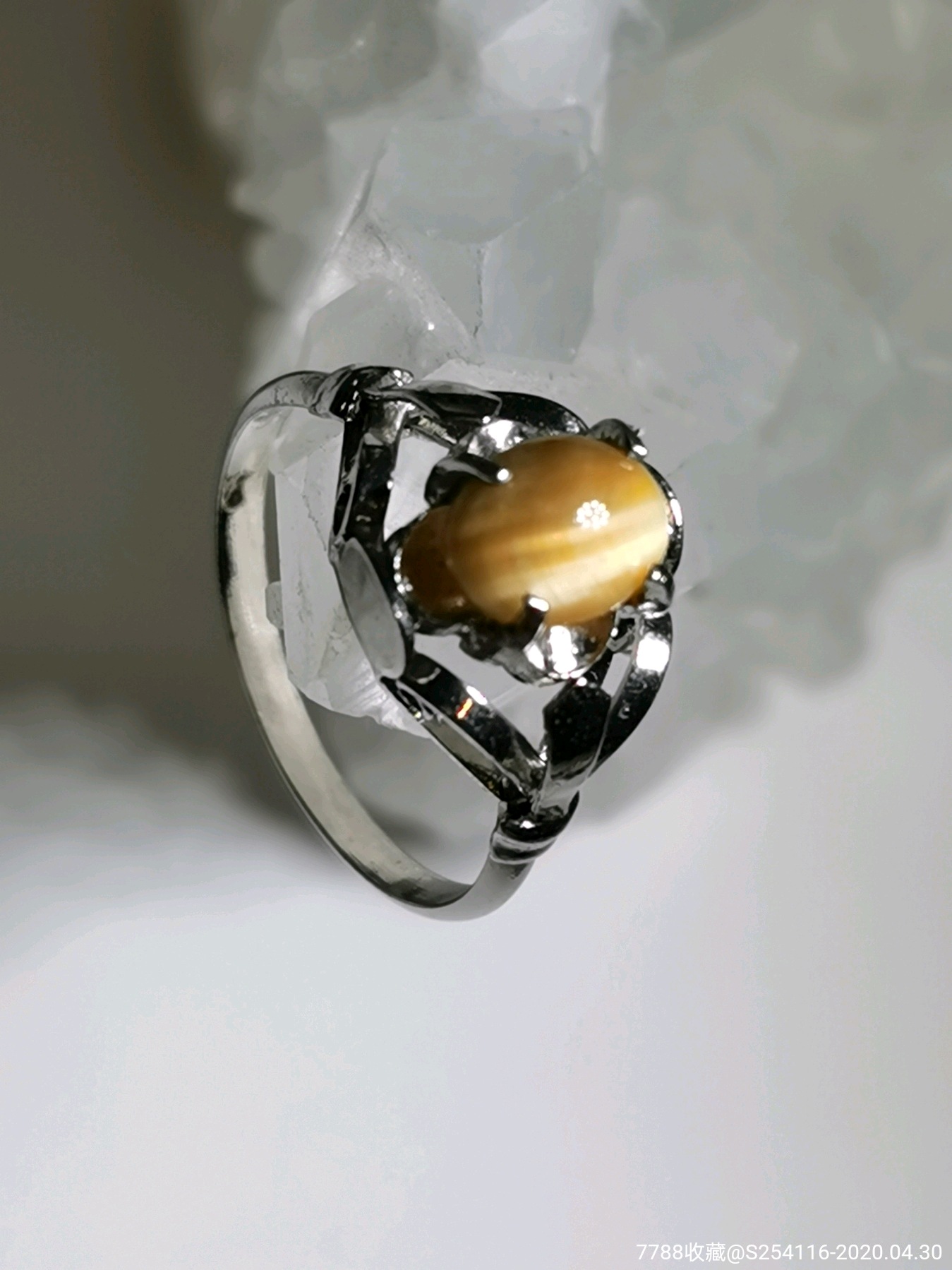 日本精制纯银925戒指虎目石镶嵌16号重23克戒面宽11mm特价128包邮ac