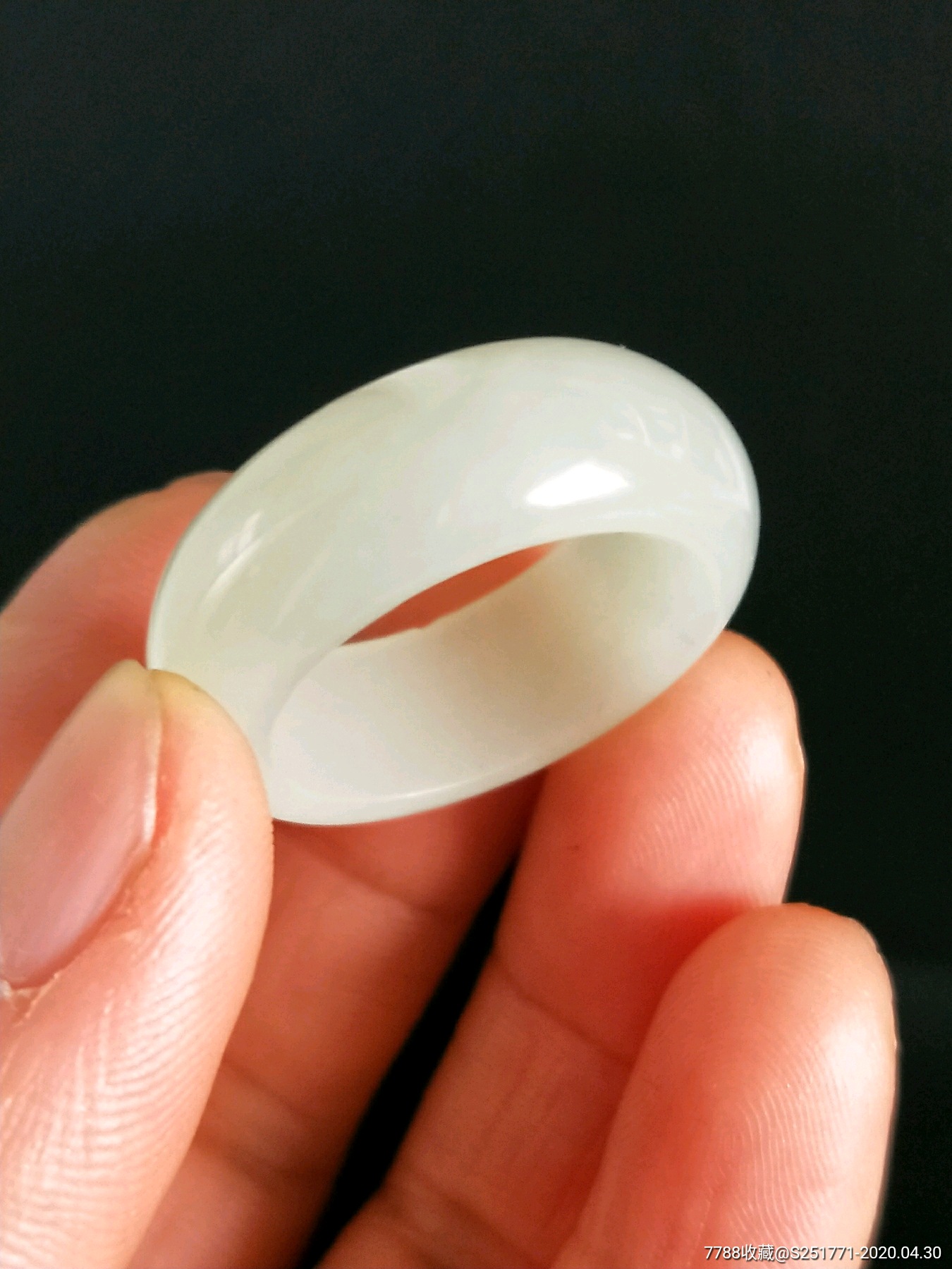 民国时期和田白玉戒指一个